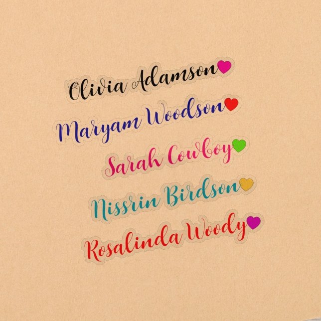 Pegatinas transparentes de nombre largo y apellido (transparent name labels)