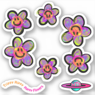 Pegatinas Trippy Hippy Happy Flowers