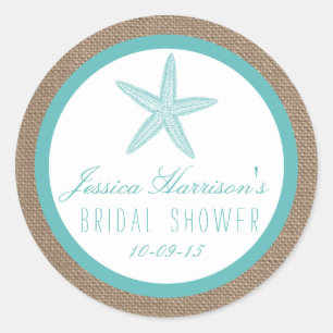 Pegatinas Turquoise Starfish Beach Bridal Shower
