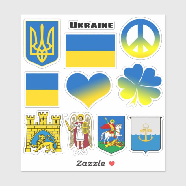 Pegatinas ucranianos - Bandera, Paz, Kiev, Lviv /  (Hoja)