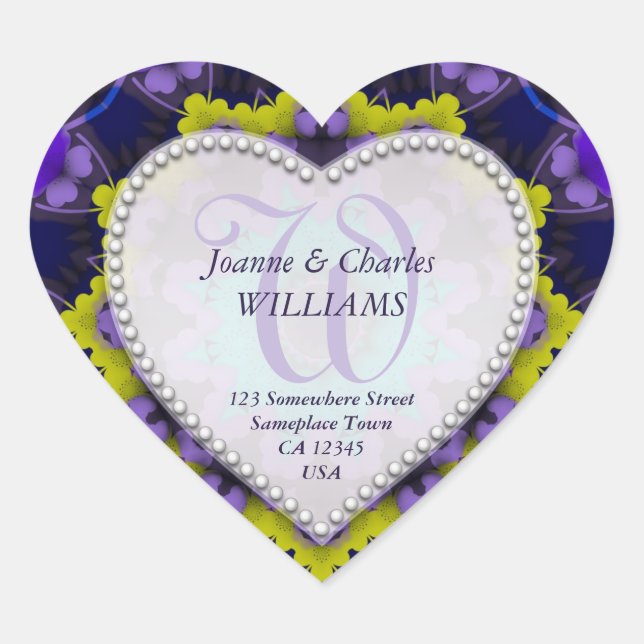 Pegatinas únicas de bodas en monograma amarillo mo (Anverso)