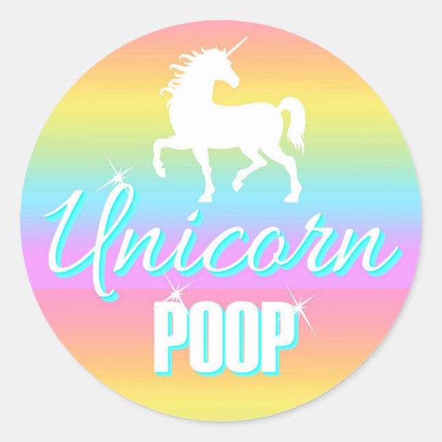 Pegatinas unicornios, Unicorn Poop, favores del pa (Anverso)