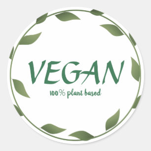 Pegatinas Vegan 100% en plantas   Pequeñas empresa