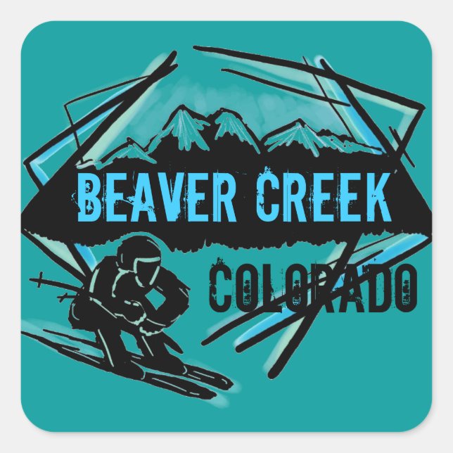 Pegatinas verde azulados de Beaver Creek Colorado (Anverso)