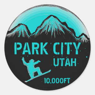 Pegatinas verde azulados de snowboard en Park City