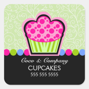 Pegatinas verdes de la pastelería Cupcake