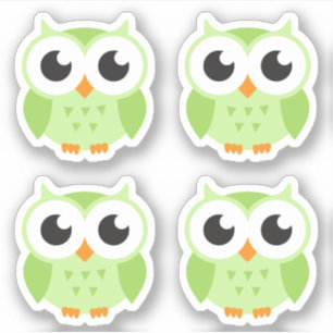Pegatinas verdes lindos del búho