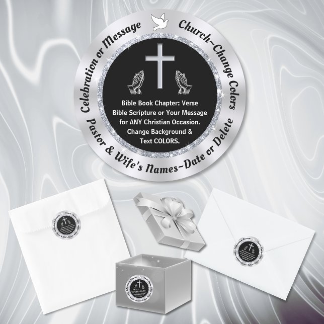 Pegatinas VERSOS BIBLES, COLORES DE CAMBIO, TAMAÑO (Church Stickers, as Envelope Stickers, Party Favor Bag Stickers, Church Party Favors, Stickers. )