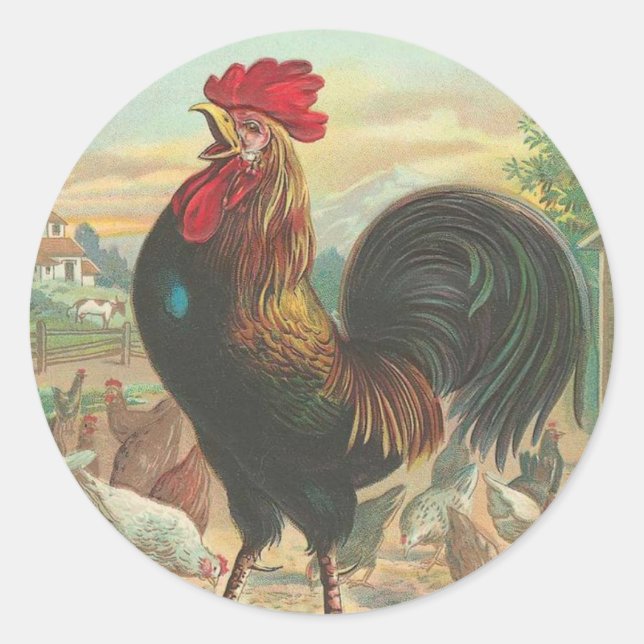 Pegatinas Vintage Rooster (Anverso)