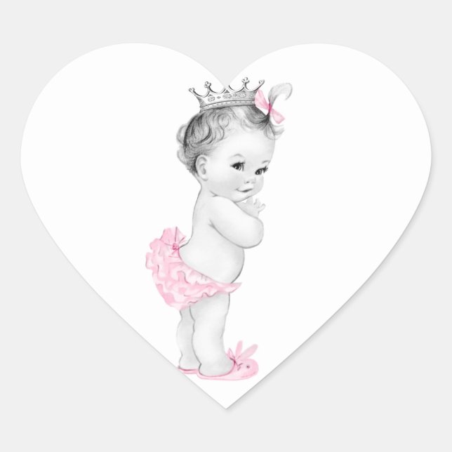 Pegatinas Vintage Rosa Princesa Baby Shower (Anverso)