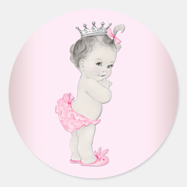 Pegatinas Vintage Rosa Princesa Baby Shower (Anverso)