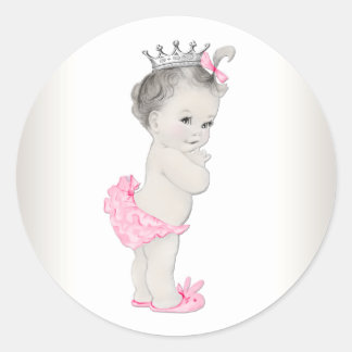Pegatinas Vintage Rosa Princesa Baby Shower