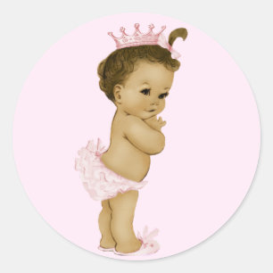 Pegatinas Vintage Rosa Princesa Baby Shower