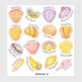 Pegatinas Vinyl de Watercolor Seashells