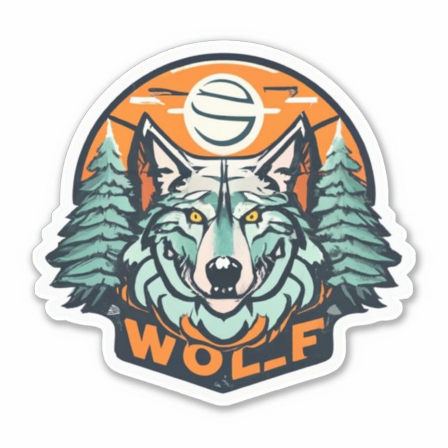 Pegatinas Wolf expresan su espíritu de lobo intern (Anverso)