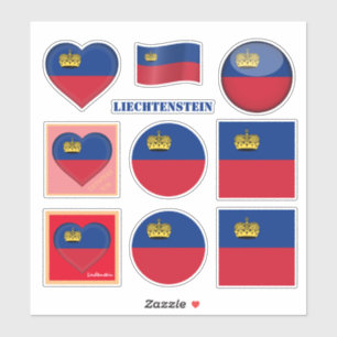 pegatinas y bandera de Liechtenstein, corazón/dep