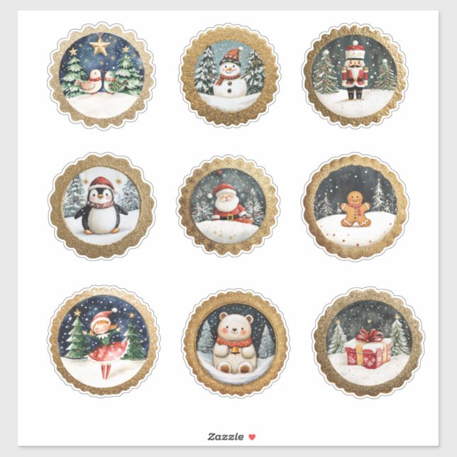 Pegatinas y Sello para sobres Circular de Oro para (Hoja)