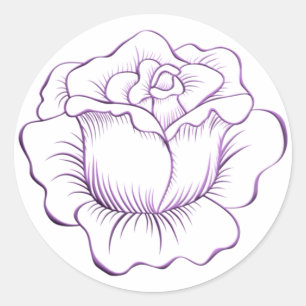Pegatinas y Sello para sobres de rosa púrpura