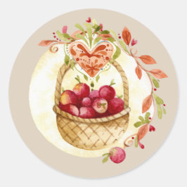 Pegatinas y sellos de regalo de cesta de manzanas