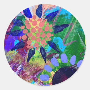 Pegatinas y sellos en diseño de flores abstractas