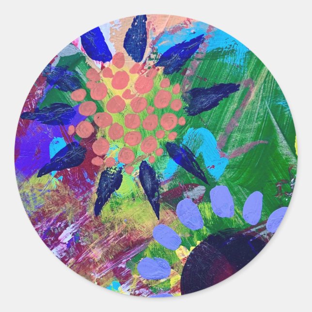 Pegatinas y sellos en diseño de flores abstractas (Anverso)