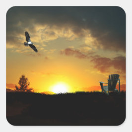 Pegatinas Yellow Sunset Grassy Meadow