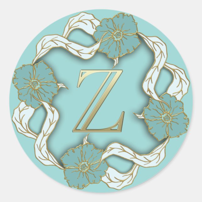 pegatinas Z iniciales de monograma (Anverso)
