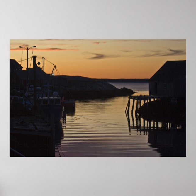 Peggy's Cove Harbor Dusk fino estampado de arte (Frente)
