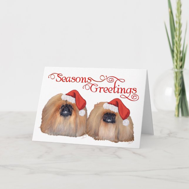 Pekingese Celebran la Navidad (Anverso)