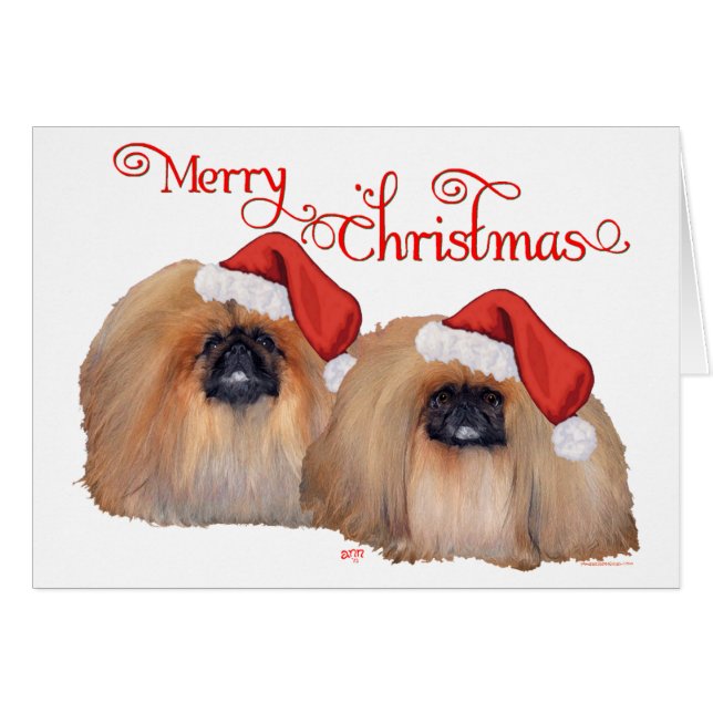 Pekingese Feliz Navidad (Anverso (Horizontal))