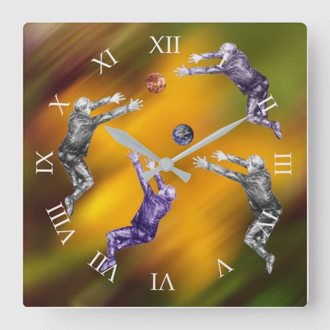 Pelea abstracta contra reloj de pared acrílico (Anverso)