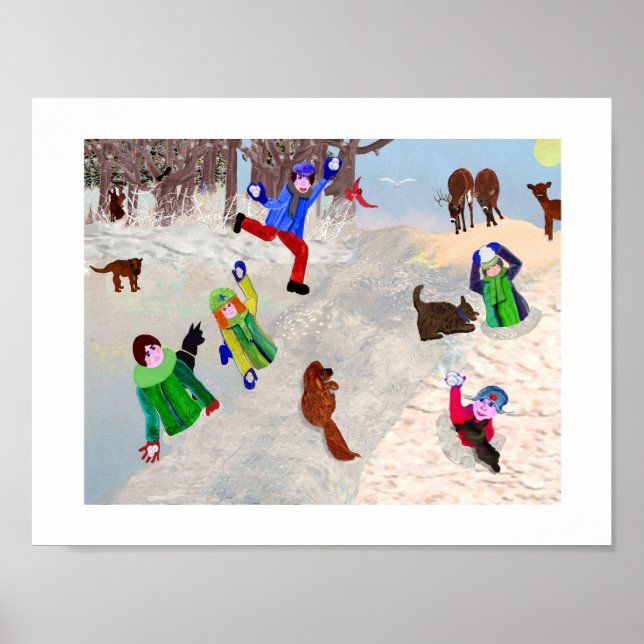 Pelea de bolas de nieve Póster de diseño creativo  (Frente)