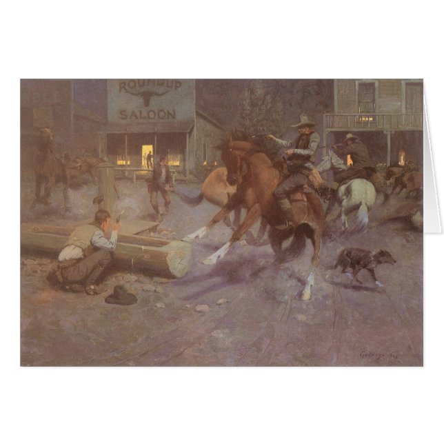 Pelea en Roundup Saloon por Bill Gollings (Anverso (Horizontal))