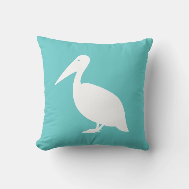 PELICAN SOBRE verde azulada almohada azul (Anverso)