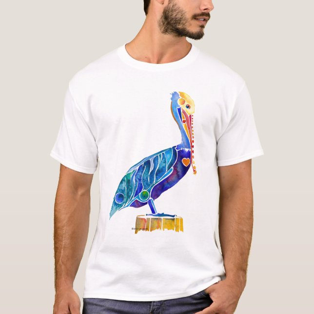 Pelícano, camiseta, camiseta del pelícano, arte (Anverso)