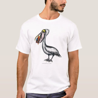 Pelícano lindo divertido con la camiseta enojada