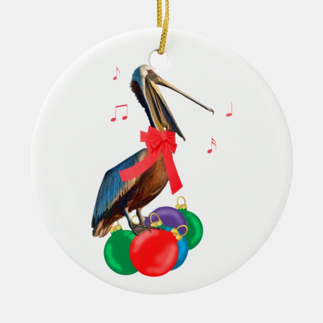 Pelícano y ornamento del navidad de los ornamentos (Frente)