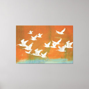 Pelícanos blancos en vuelo Arte fino de aves coste