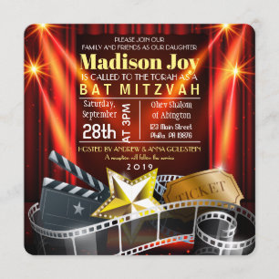 PELÍCULA ESTRELLA HOLLYWOOD Bat Mitzvah Invitación