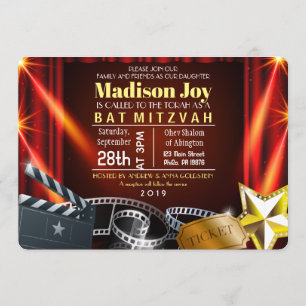 PELÍCULA ESTRELLA HOLLYWOOD Bat Mitzvah Invitación