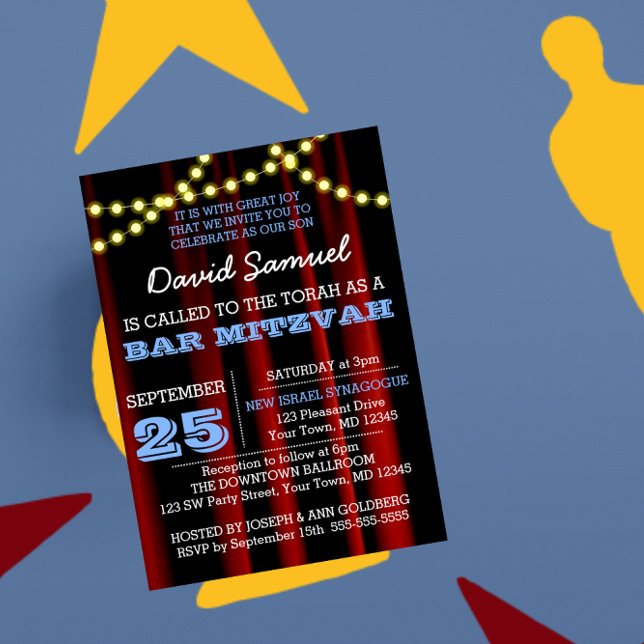 Película Luces Azul Bar Mitzvah Invitación (Subido por el creador)