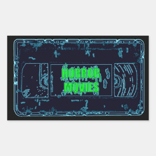 Películas de terror Pegatina rectangular VHS-Blue/