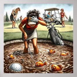 Peligro de Agua - Impresión de Arte de Golf