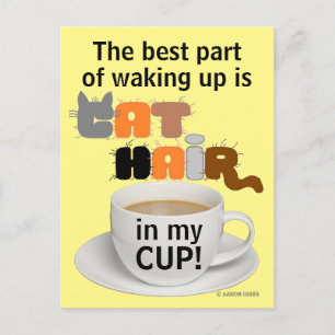¡Pelo de Gato en mi Taza! Tarjeta Postal Humorísti