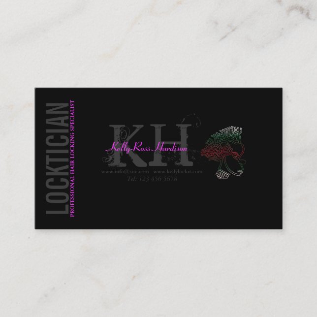 Pelo de Locktician que cierra la tarjeta de visita (Anverso)