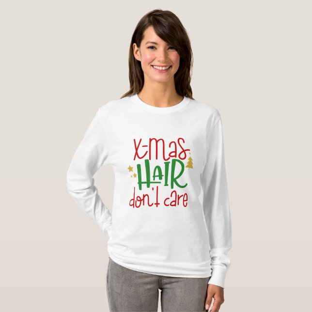 Pelo de Navidad No Importa Divertido Camiseta de N (Anverso completo)