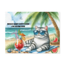 Pelo de playa sin importarme Gato fino Tarjeta pos