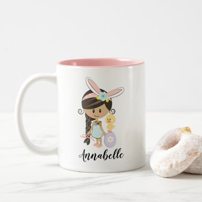 Pelo oscuro personalizado de la piel de la taza (Con donut)