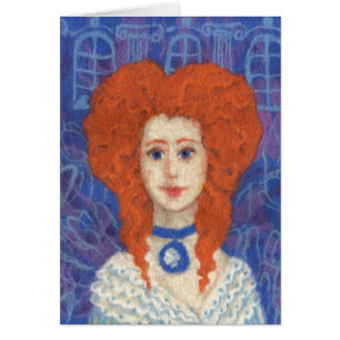 Pelo Rojo, chica jengibre naranja azul de fibra de