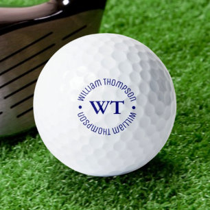 Pelota blanca de golf con nombre (monograma de ini